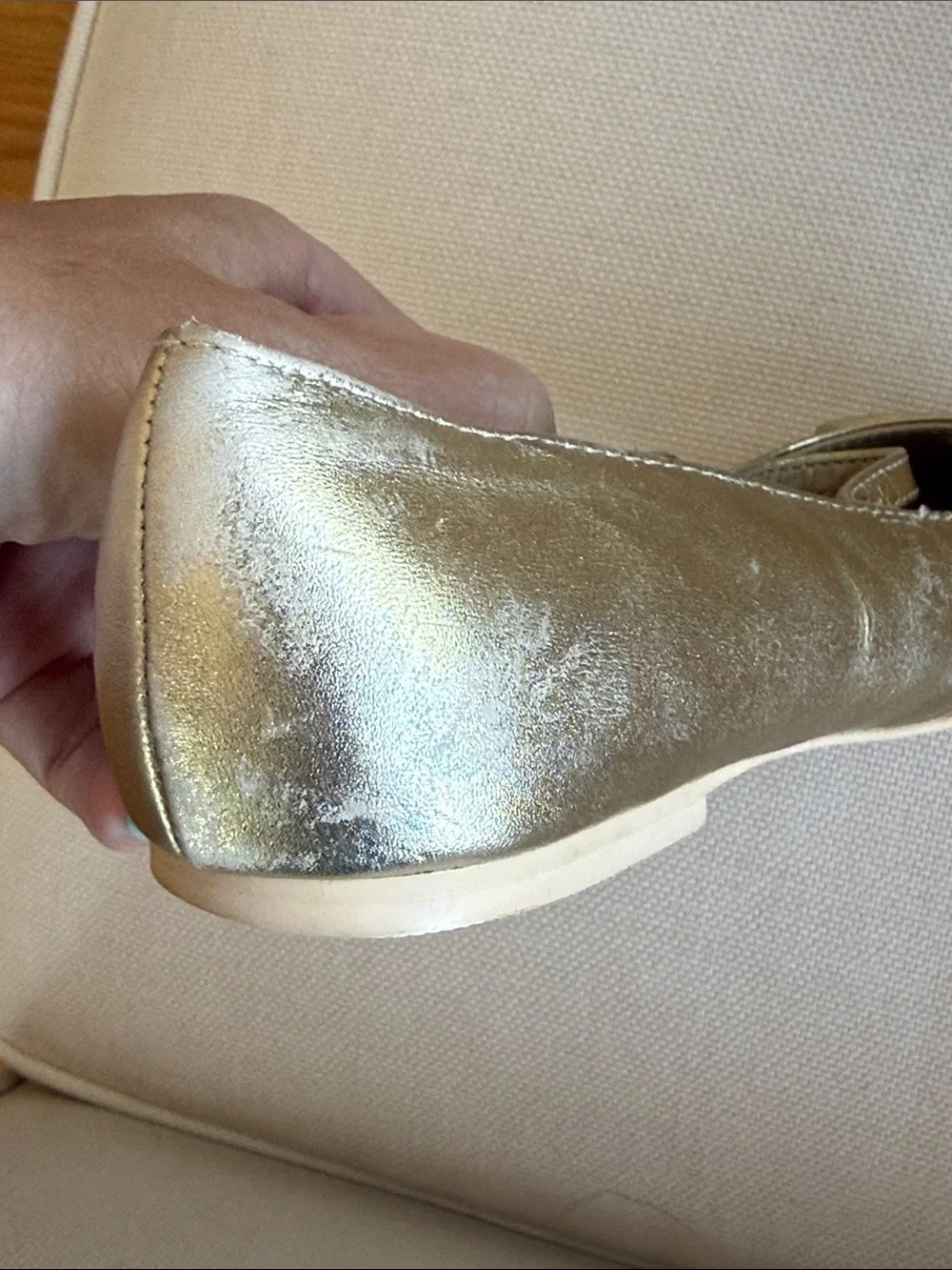 Janie and Jack Metallic Gold Mary Jane Ballet Flats sz 2